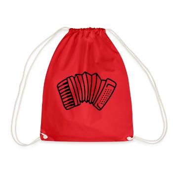 Accordion - line - Drawstring Bag - red - Front
