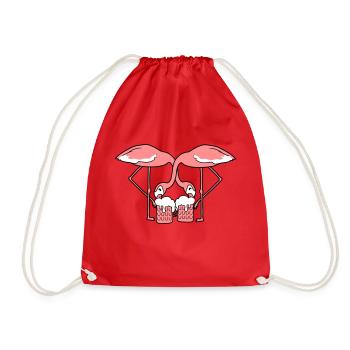2 team crew friends thirst beer alcohol booze okto - Drawstring Bag - red - Front