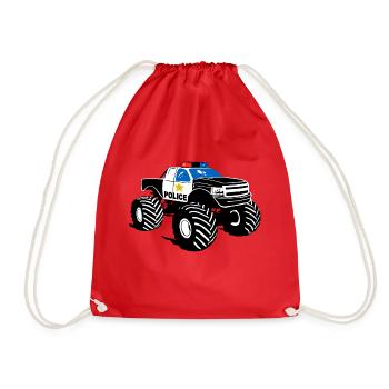 Police Monster Truck - Voiture de police Big Foot - Sac de sport léger - rouge - Devant