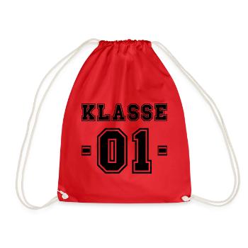KLASSE 1- Erstklässler Schulanfänger Einschulung - Turnbeutel - Rot - Vorne