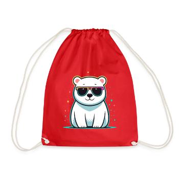 Polar Bear Shiny Glasses - Drawstring Bag - red - Front