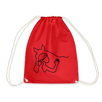 Cheval fille cheval et femme lineart - Sac de sport léger - rouge - Devant