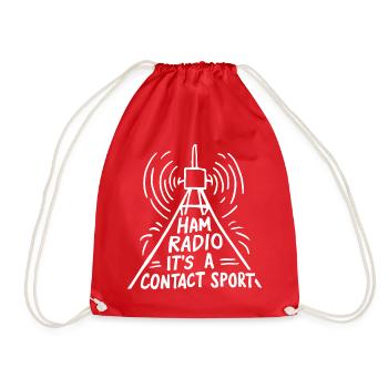Ham Radio – Contact is everything! - Drawstring Bag - red - Front