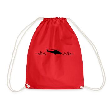 Heartbeat helicopter helicopter - Drawstring Bag - red - Front