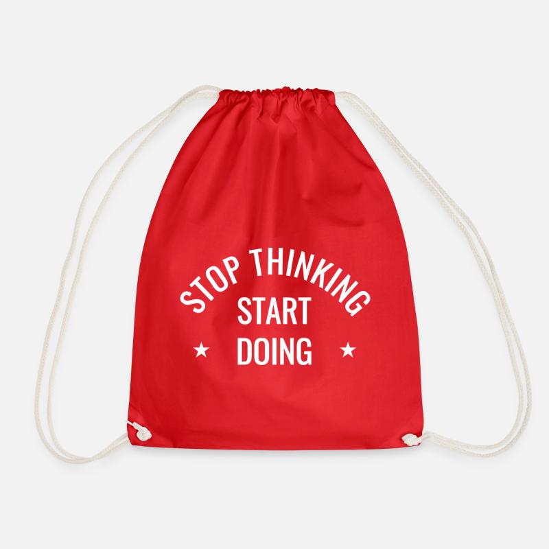 DB Stop Thinking Starts Doing - Drawstring Bag - red