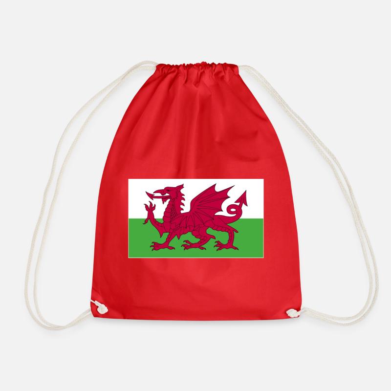 Wales flag - Drawstring Bag - red
