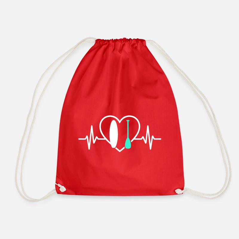 Paddle SUP Heart Surf Ocean Wave - Drawstring Bag - red
