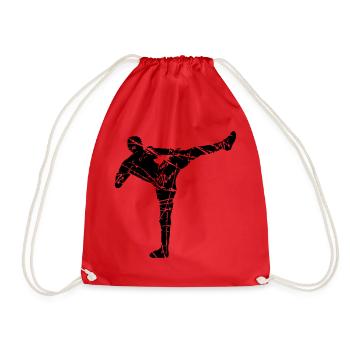 cracks scratch kickboxer kickboxing karate judo kamp - Drawstring Bag - red - Front