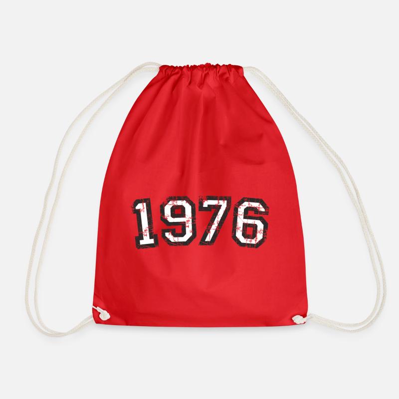 Year 1976 Birthday Design Vintage White (EU) - Drawstring Bag - red