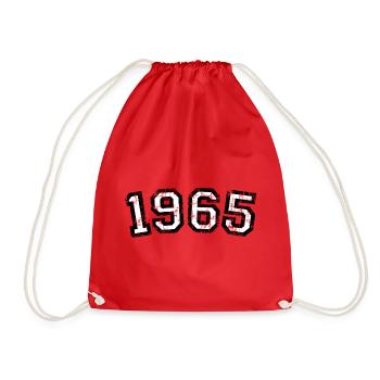 Year 1965 Birthday Design Vintage White - Drawstring Bag - red - Front