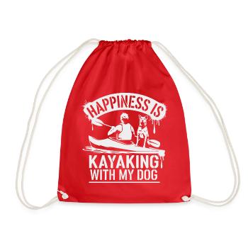 Kayaking with four-legged friends - Drawstring Bag - red - Front