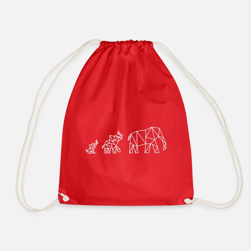 Elefant Geometrisch Familie - Turnbeutel - Rot