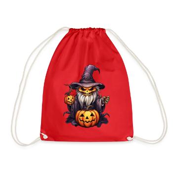 pumpkin skeleton witch - Drawstring Bag - red - Front
