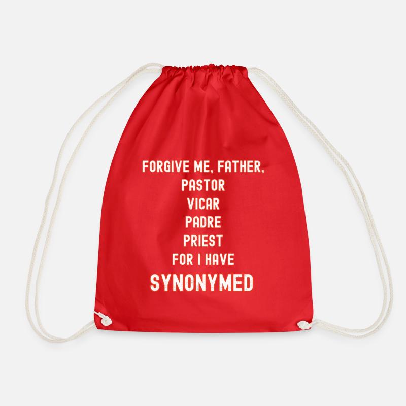 Forgive me father synonym - Drawstring Bag - red