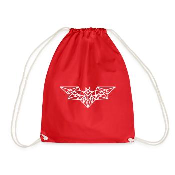 Bat Geometric Line - Drawstring Bag - red - Front