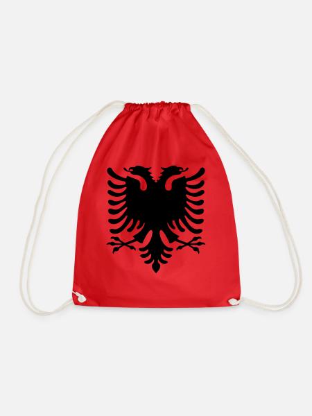 Albania flag double eagle - Drawstring Bag - red
