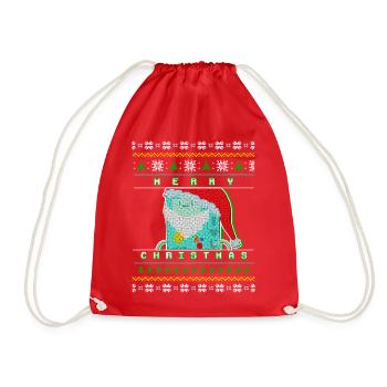 Merry Christmas Pixel Santa "Ugly Xmas Sweater" - Drawstring Bag - red - Front