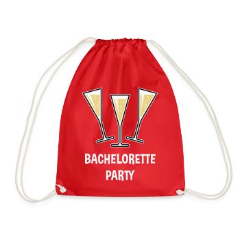 Bachelorette Party (Sektgläser Trichter Zu / 3C) - Turnbeutel - Rot - Vorne