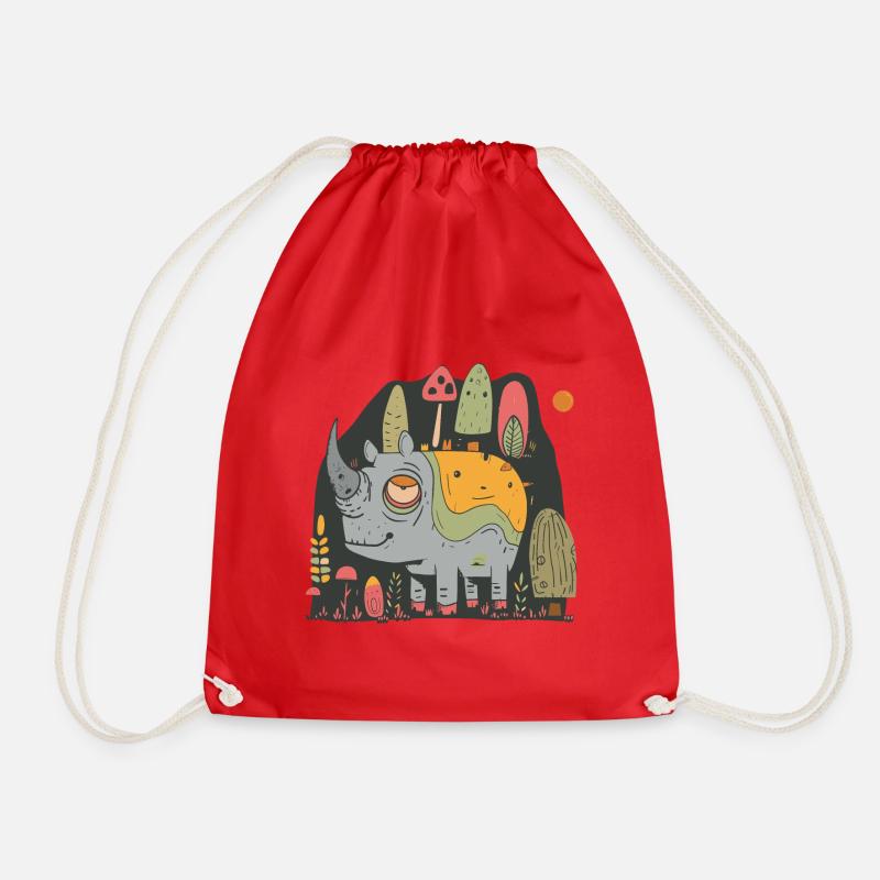 Tired rhinoceros - Drawstring Bag - red