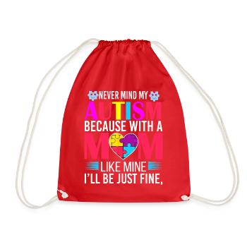 World Autism Awareness Day Autism Mom Gift - Drawstring Bag - red - Front
