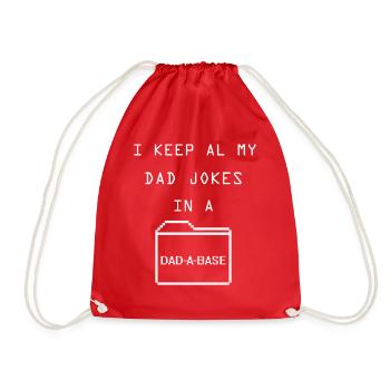 I Keep All My Dad Jokes In A Dad A Base - Drawstring Bag - red - Front