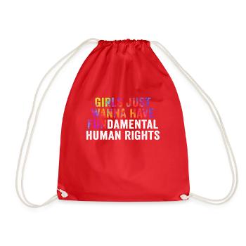 Girls Just Wanna Have Fundamental Human Rights - Drawstring Bag - red - Front