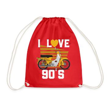 1990's 90s I Heart Nineties I Love the 90's Old - Turnbeutel - Rot - Vorne
