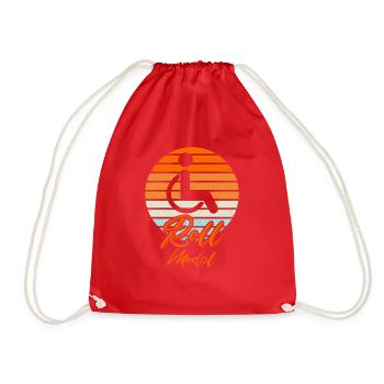 Roll Model Disability Awareness PWD Wheelchair - Drawstring Bag - red - Front