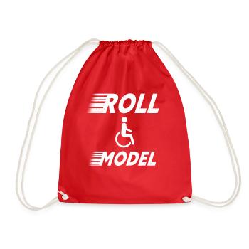 Roll Model Disability Awareness PWD Wheelchair - Drawstring Bag - red - Front