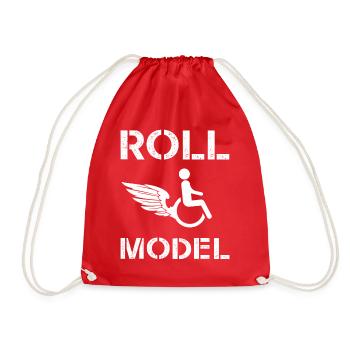 Roll Model Disability Awareness PWD Wheelchair - Drawstring Bag - red - Front