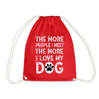 The More People I Meet The More I Like My Dog - Drawstring Bag - red - Front