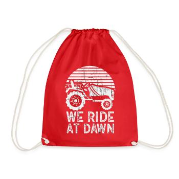 We Ride At Dawn Dad Lawn Mower Make Laugh Day Yard - Turnbeutel - Rot - Vorne