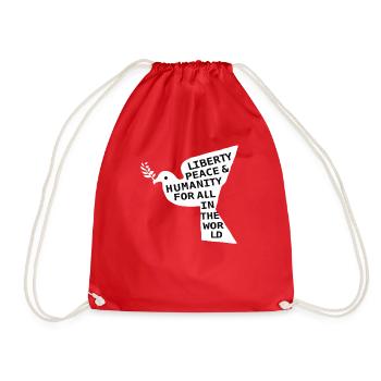 World Peace On Earth Conscious Humanity & Love - Drawstring Bag - red - Front