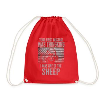 Your first Mistake was thinking I was a Sheep - Drawstring Bag - red - Front