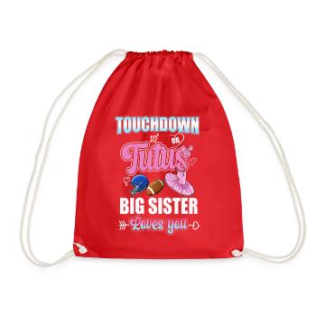 Touchdown or Tutu Big Sister Loves You - Drawstring Bag - red - Front