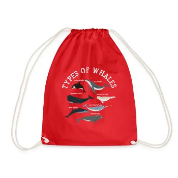 Types of Whales Whale Lovers Whales Species - Drawstring Bag - red - Front