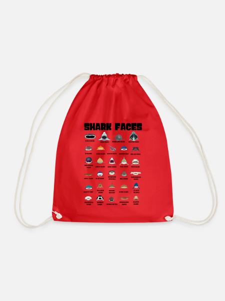 Types Of Shark Faces. Shark Face Identification - Turnbeutel - Rot