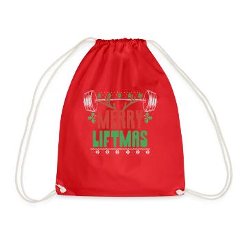 Merry Liftmas - Christmas Bodybuilder Gym Workout - Drawstring Bag - red - Front
