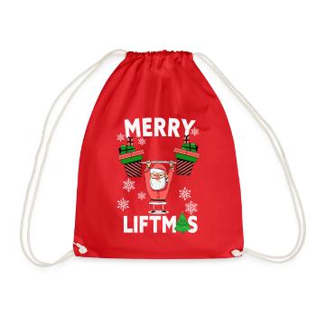 Merry Liftmas - Christmas Bodybuilder Gym Workout - Drawstring Bag - red - Front