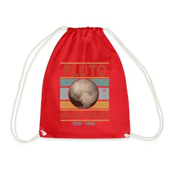 Never Forget Pluto Design Retro Style Funny Space - Drawstring Bag - red - Front