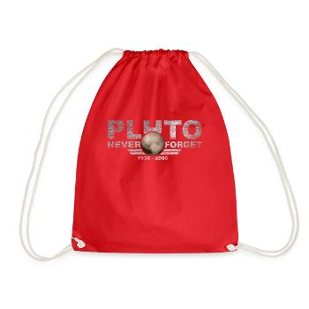 Never Forget Pluto Design Retro Style Funny Space - Drawstring Bag - red - Front