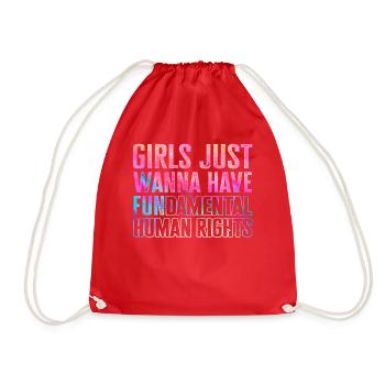 Girls Just Wanna Have Fundamental Human Rights - Drawstring Bag - red - Front
