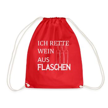 Ich Rette Wein Aus Flaschen - Turnbeutel - Rot - Vorne