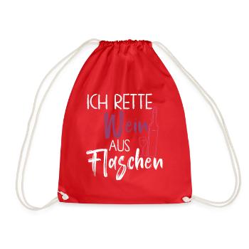 Ich Rette Wein Aus Flaschen - Turnbeutel - Rot - Vorne