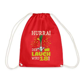 Hurra! Der Lauch Wird 18! Volljährig Endlich - Turnbeutel - Rot - Vorne