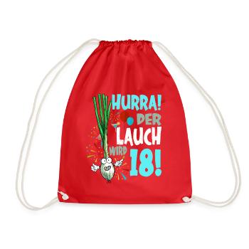 Hurra! Der Lauch Wird 18! Volljährig Endlich - Turnbeutel - Rot - Vorne