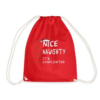 Nice Naughty It's Complicated Christmas List Santa - Drawstring Bag - red - Front