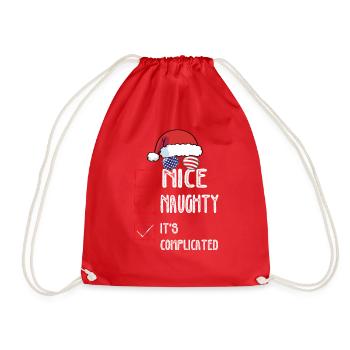 Nice Naughty It's Complicated Christmas List Santa - Drawstring Bag - red - Front