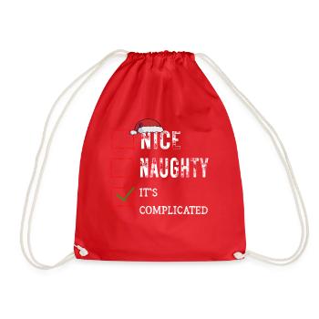 Nice Naughty It's Complicated Christmas List Santa - Drawstring Bag - red - Front