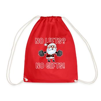 No Lifts No Gifts Christmas Gym Ugly Santa - Turnbeutel - Rot - Vorne